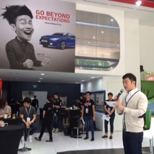 Nicholas Ng introducing Brand Ambassador Nat Ho